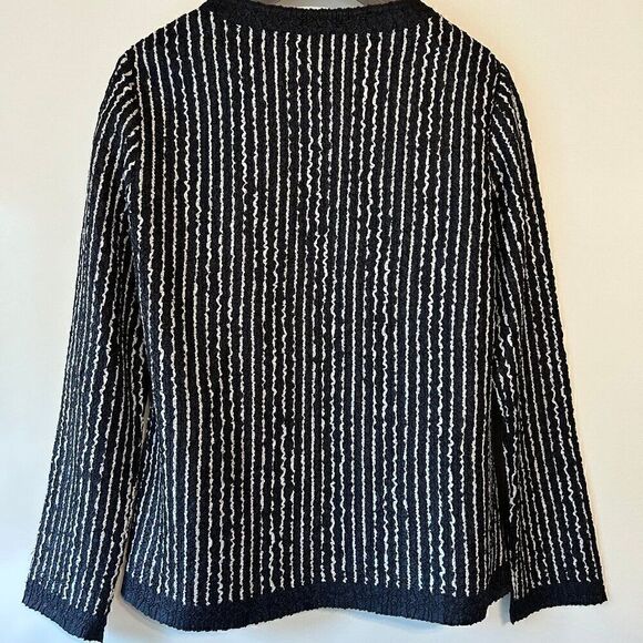 Chico's Travelers™ Collection Size 1 US 8/10 Navy Blue White Stipes - Picture 2 of 5